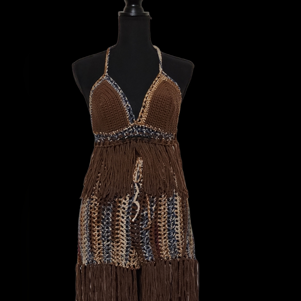 Crochet Fringed Short Set